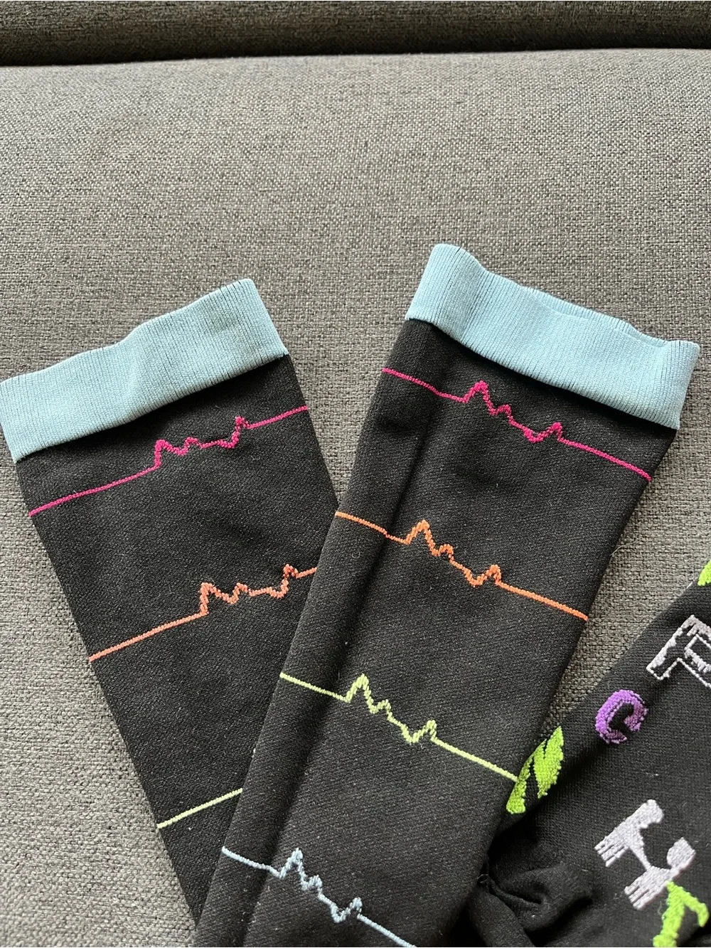 2 Pairs  Compression Socks Knee-High size S/M Neon Accent Designs Heart